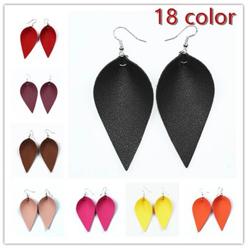 

Sale 1Pair Simple Lady Leather Boho Hook Teardrop Fashion Handmade Leaf Dangle Earrings For Women New Jewelry Gift