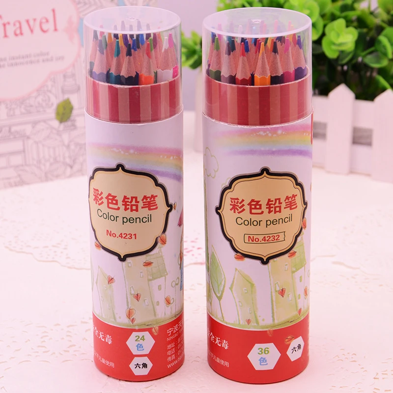 

TENWIN 24/36 Colors Colored Pencil set Stationery for school supplies Color Pencil Painting Drawing Wood Sketch Art Supplies