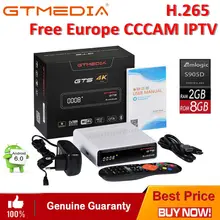 IPTV CCcam GTmedia GTS Satellite Receiver Android6.0 TV BOX+DVB-S/S2 Smart TV BOX Built-In WiFi HD 4K Remote Control Set Top Box