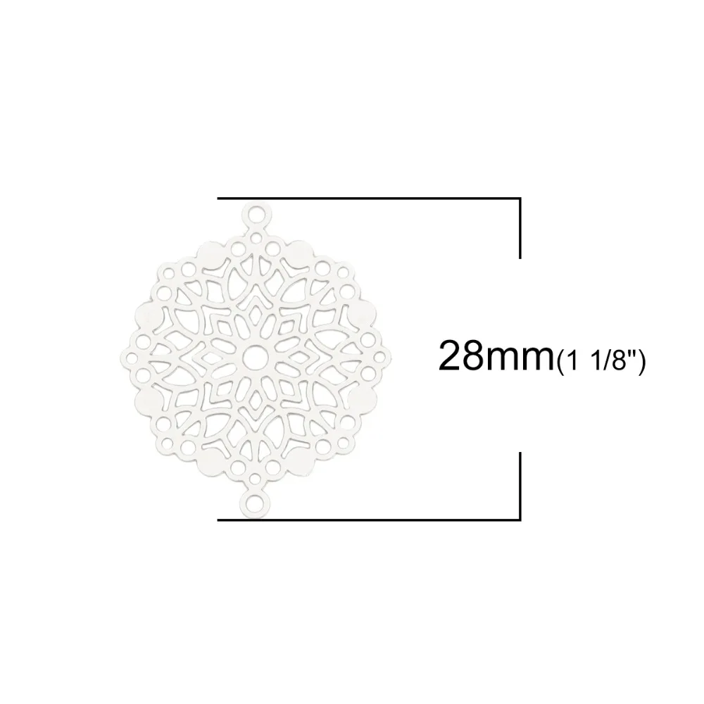 DoreenBeads الأزياء الحديد أساس سبائك تخريمية ختم موصلات جولة الفضة لهجة الذهب زهرة DIY سحر 28 مللي متر x 23 مللي متر ، 10 قطعة DoreenBeads الأزياء الحديد أساس سبائك تخريمية ختم موصلات جولة الفضة لهجة الذهب زهرة DIY سحر 28 مللي متر x 23 مللي متر ، 10 قطعة