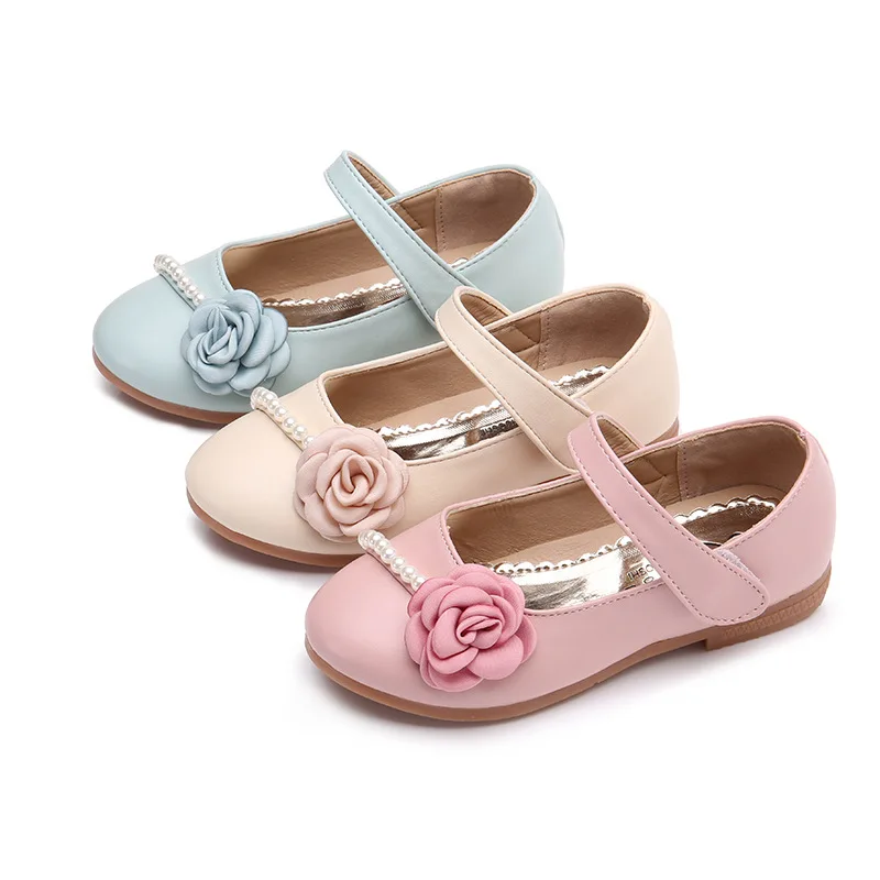 2018Spring Autumn New Student Girl's Leather shoes beautiful Children's flower princess shoes Children teenager party shoes