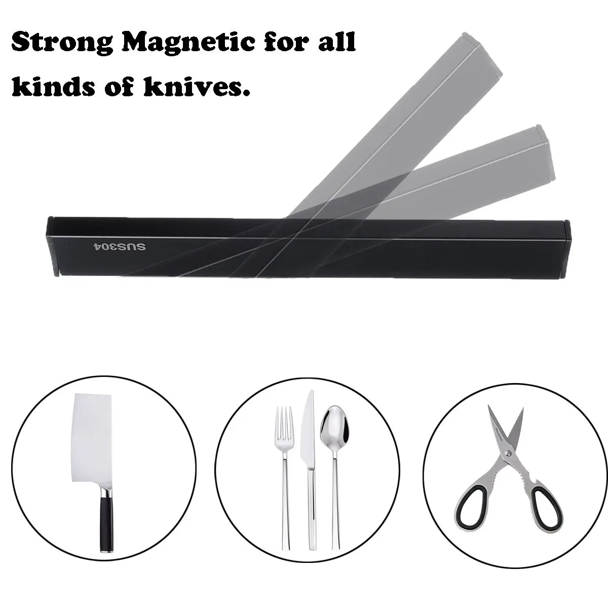 50cm Length Blocks Knife Holder Strong Magnetic Self-adhesive Wall Mounted Kitchen Magnet Bar Holder Display Rack Strip Stand