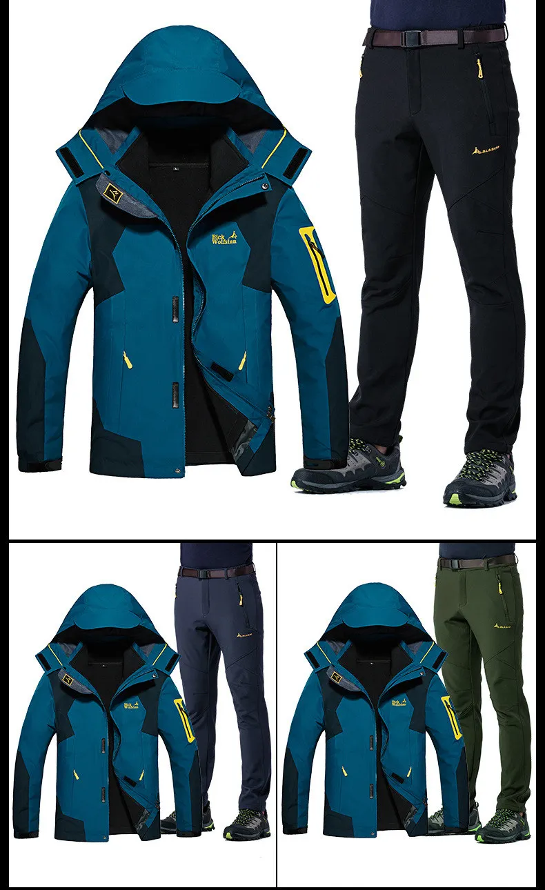 Jaquetas ao ar Livre de Acampamento Cabolsas + Calça Unco Boror High End Casais Caminhadas Jaqueta Cabolsa Escalada Três-in-one Terno M-8xl 2021new & 20 Cheap Jaq. caminhada
