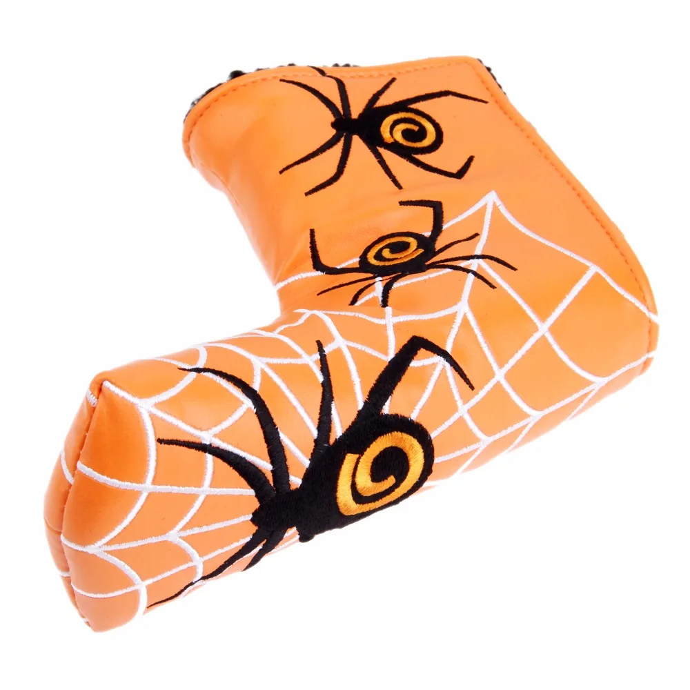 Spider Embroidery Golf Putter Headcover PU Leather Putter Club Protect Cover for Blade 4Colors Spider Embroidery Golf Putter Headcover PU Leather Putter Club Protect Cover for Blade 4Colors