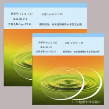 Прозрачные 1,74 индекс CR-39 линзы из смолы HMC УФ-отражающее покрытие линзы прогрессивные оптические очки Пресбиопия близорукость анти-синие линзы