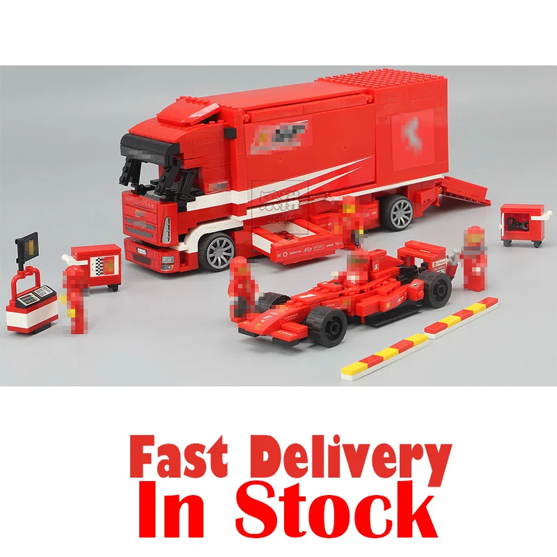 

Lepin 21022 Super Race Car F1 Truck Vehicle Automobile Carrier Educational Building Block Bricks toys for Kids Compatible 8185
