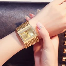 Роскошные женские кварцевые наручные часы, золотые наручные часы, стразы, браслет с прямоугольным циферблатом, женские кварцевые часы, relogio feminino