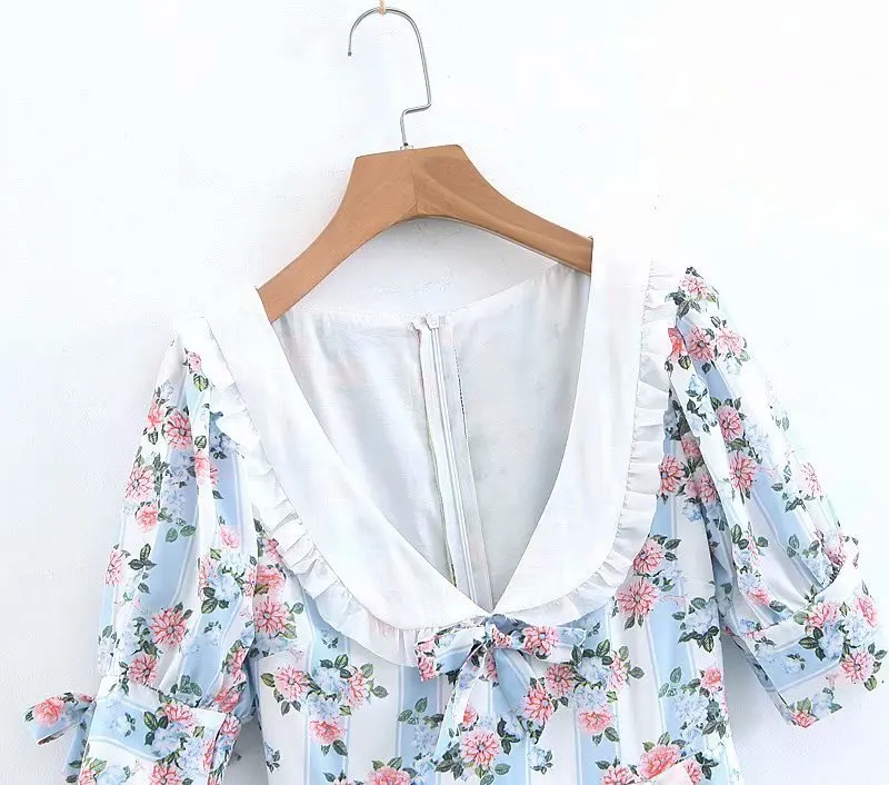 Jastie Lemons цветочный принт мини-платье женские летние платья Boho короткий Пышный рукав v-образный вырез сексуальное платье Элегантное А-силуэт короткие платья