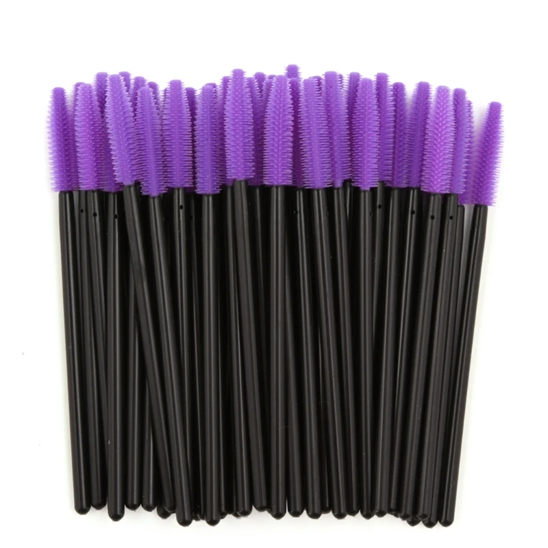 

50pcs Silicone Disposable Mini Makeup Mascara Eyelash Brushes Wands Extention Women Cosmetic Tool Eyelash Brushes