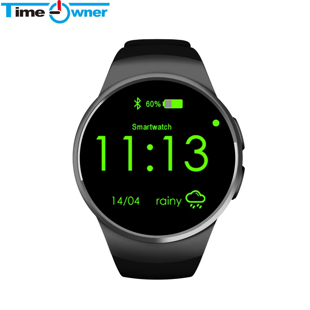 Смарт-часы TimeOwner KW18, Android, монитор сердечного ритма, фитнес-трекер, умные часы с sim-картой TF для Android ios iPhone 6S - Цвет: Черный