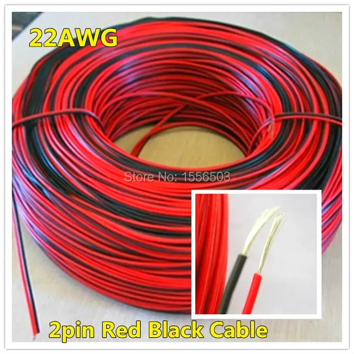 

3 meters Electrical Wire Tinned Copper 2 Pin AWG 22 insulated PVC Extension LED Strip Cable Red Black Wire Electric Extend Cord