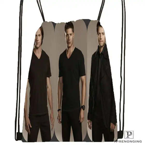 

Custom Castiel-Dean-supernatural Drawstring Backpack Bag Cute Daypack Kids Satchel (Black Back) 31x40cm#180612-02-33