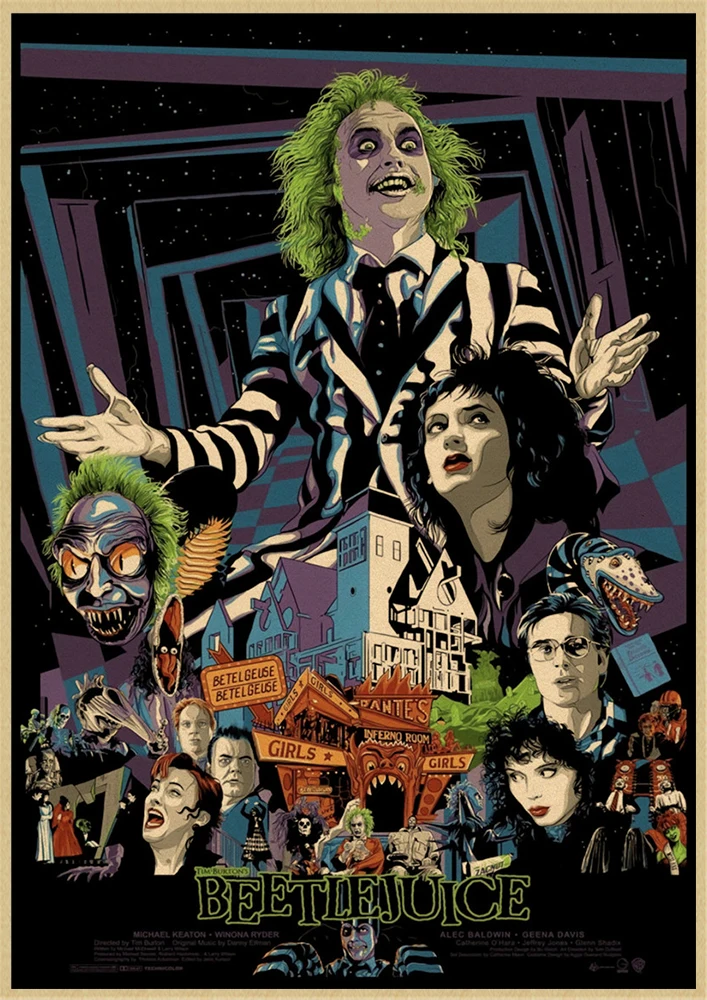 Beetlejuice Classic horror movie Classic Decorative Retro Poster Wall Art Painting Room Decor - Цвет: Небесно-голубой