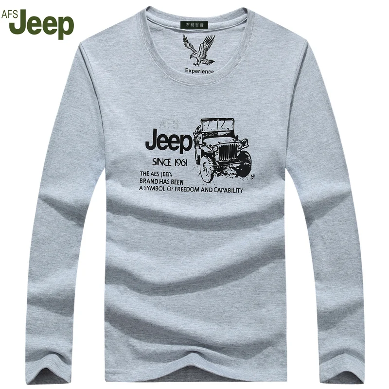 2016 AFS JEEP Men Casual Men Slim Fit Casual Cotton T shirt Print