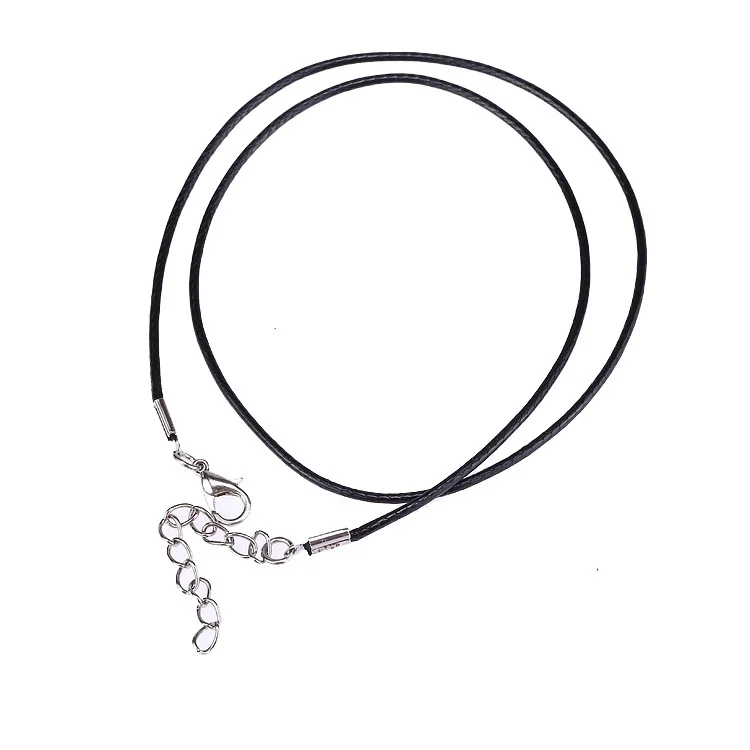 100 шт, черный восковый шнур, веревка, нить, ожерелье, серебряный тон, застежка Омар, чокер, ожерелье, подходит для подвесок, сделай сам, 1,5 мм