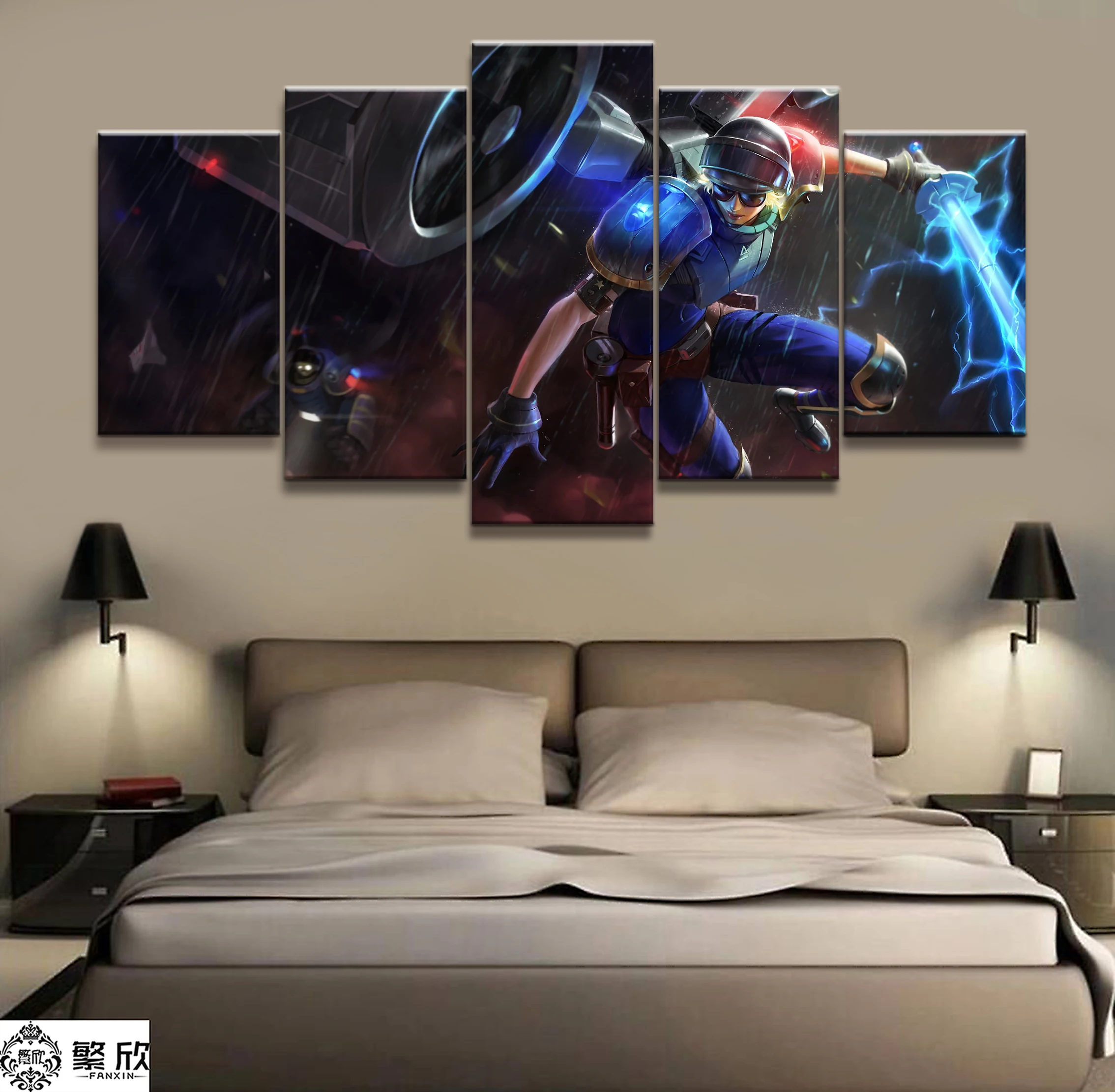 

5 Panel LOL League of Legends Kayle Game Canvas Printed Painting For Living Room Wall Art Decor HD Picture Artworks Poster