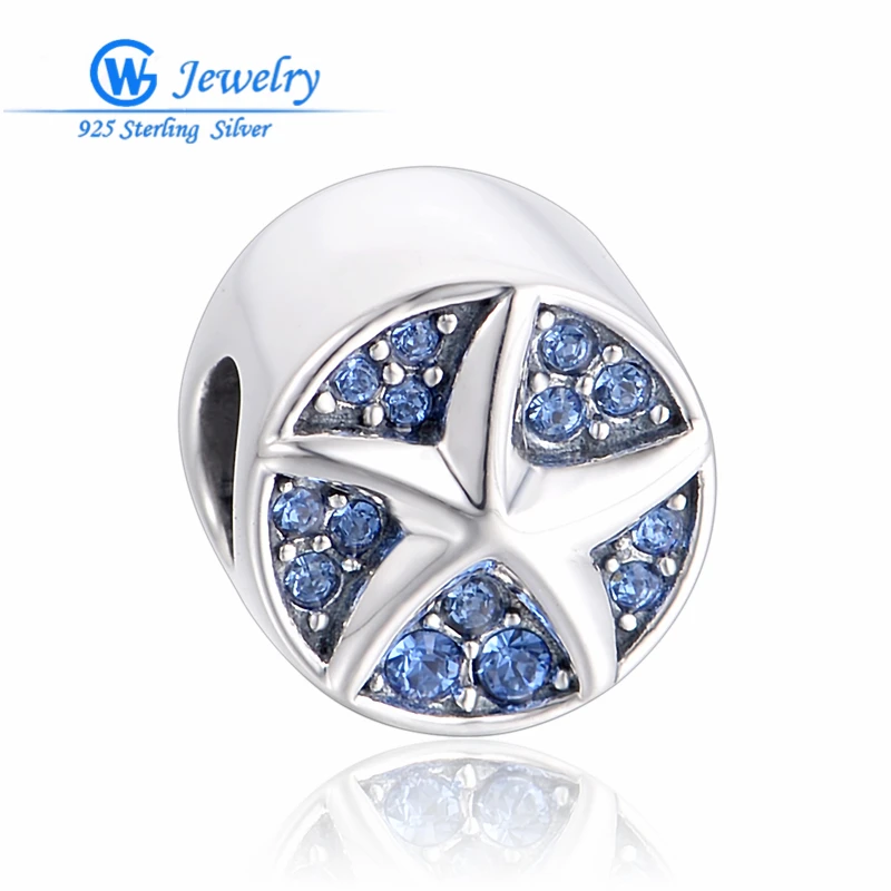 Seastar 925 пробы серебряные амулеты Fire Blue самодельные Украшения, Аксессуары Superstar Подходит для европейских браслетов X465H50