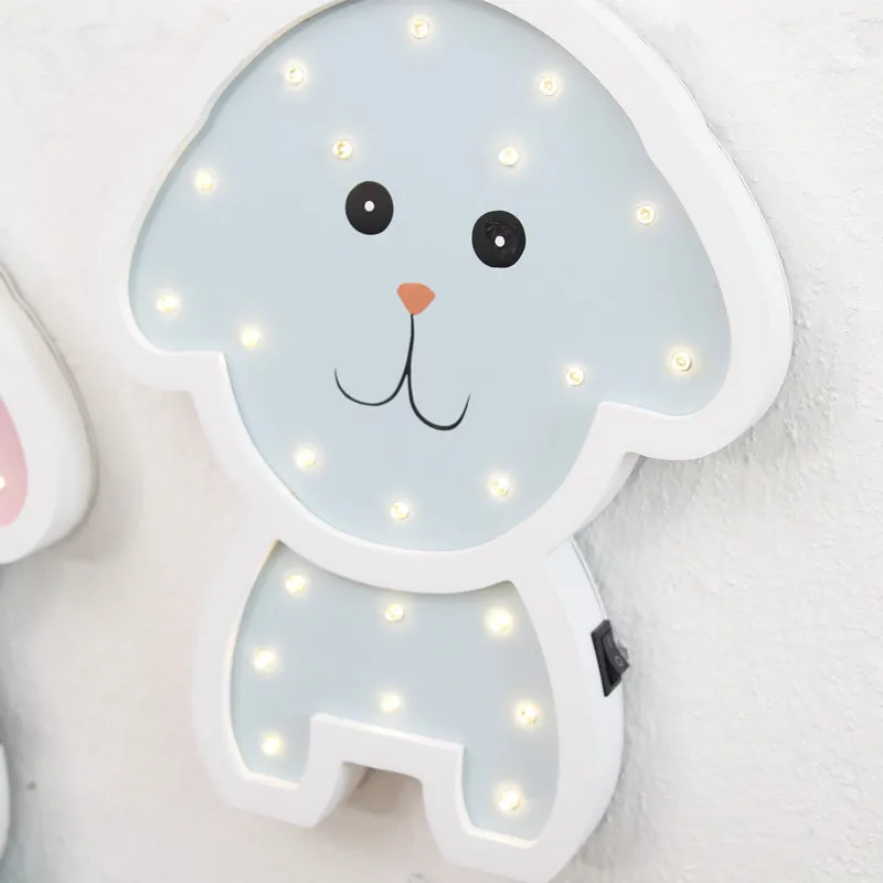 Moda Nordic madera noche luz LED decoración de la habitación de los niños lámpara de noche Linda niños regalos juguetes lámpara de pared lampara infantil80522