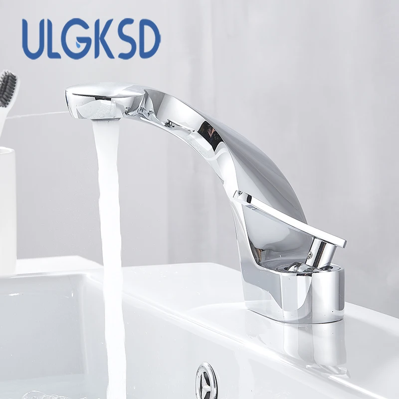 ULGKSD смесители для раковины с одной ручкой, смеситель для горячей и холодной воды, креативный водопад, водоотводный кран для ванной комнаты, смеситель для раковины