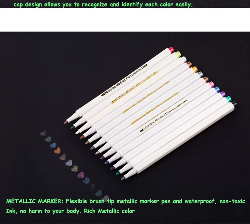 12 цветов, блестящая ручка, маркер для книг, металлическая белая ручка, набор для рисования, подарочная карта, сделай сам, фотоальбом, художественный блестящий маркер