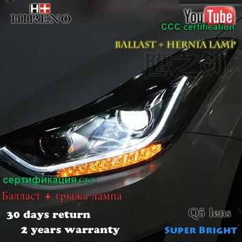 

Hireno Headlamp for 2012-2015 Hyundai Elantra Avante Headlight Assembly LED DRL Angel Lens Double Beam HID Xenon 2pcs