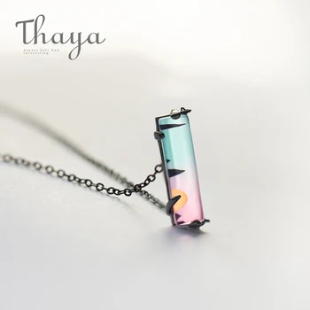 

Thaya Sunset Symphony Chain Necklace Gradation Crystal Beauty Transparent Pendant for Women S925 Silver Black Chain Jewelry