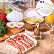 4 STÜCK Mikrowelle Starter Set Eier Speck Kartoffeln Baker Fach Microweavable Herd!