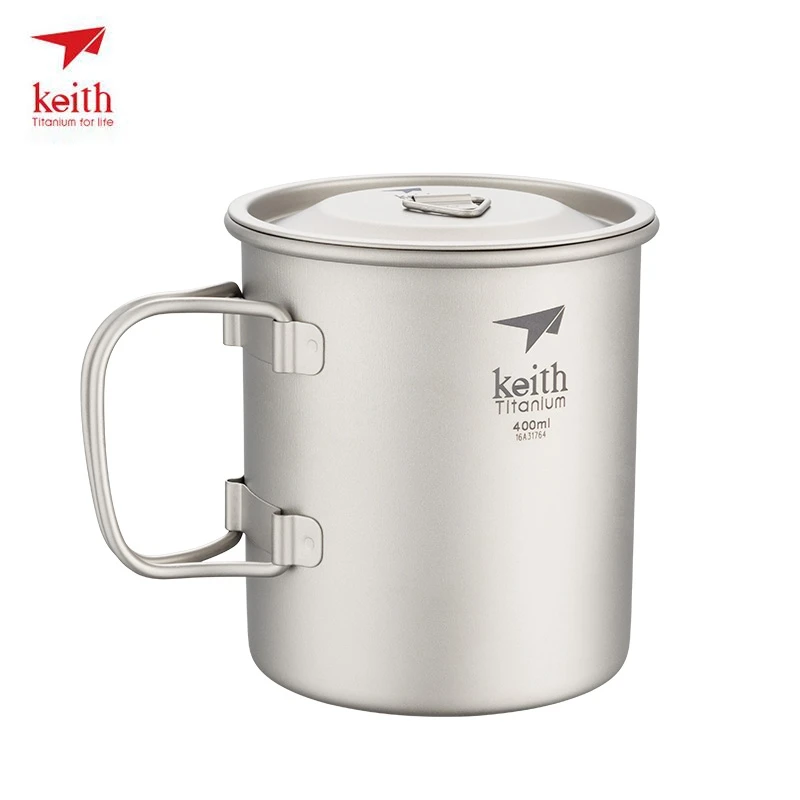 Титановая чашка Keith титановые кружки для воды с одной стенкой и складной ручкой