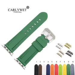 CARLYWET модные 38 40 42 44 мм Зеленый Белый Силиконовый резиновая замена запястье ремешок для часов Ремешок петли для Iwatch серии 4 /3/2/1