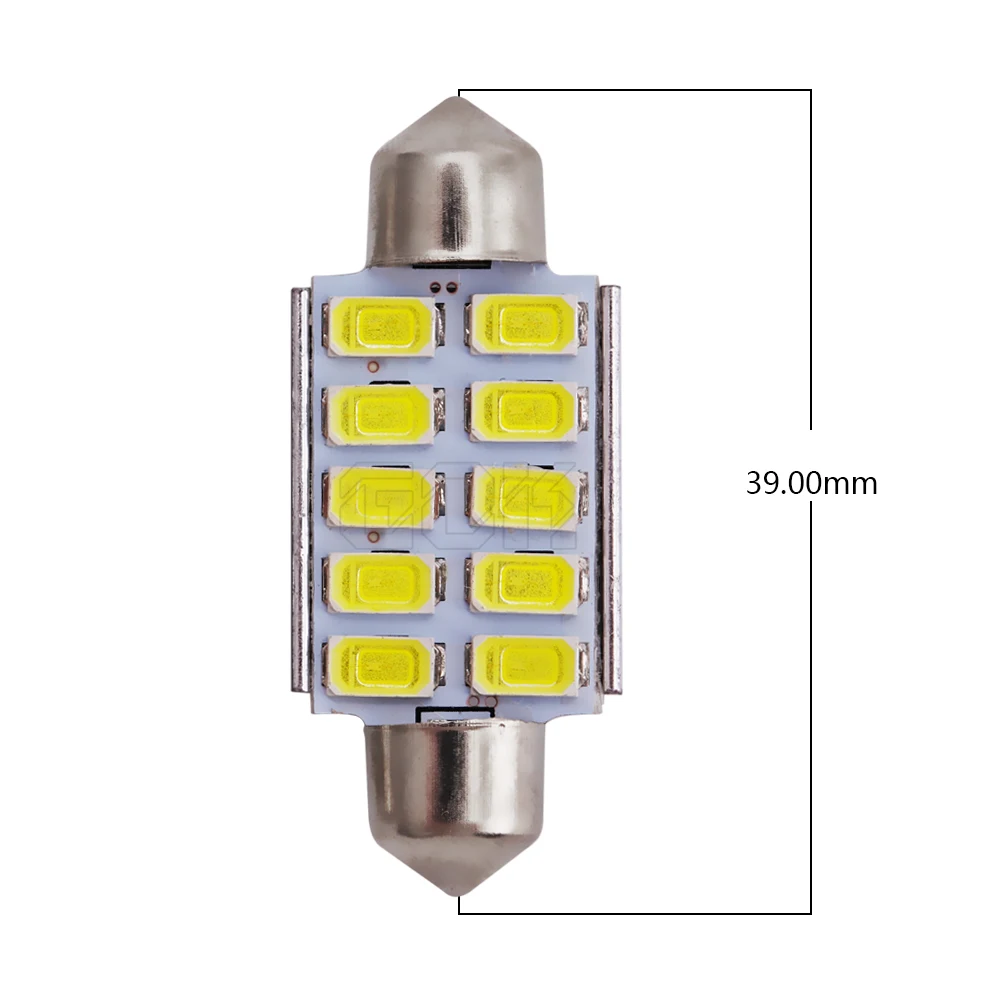 100 шт./лот гирлянда 10smd светодиодный 5730 5630 Canbus диагностическая лампочка лампа C5W 10led Гирлянда 39 мм Автомобильный потолочный плафон