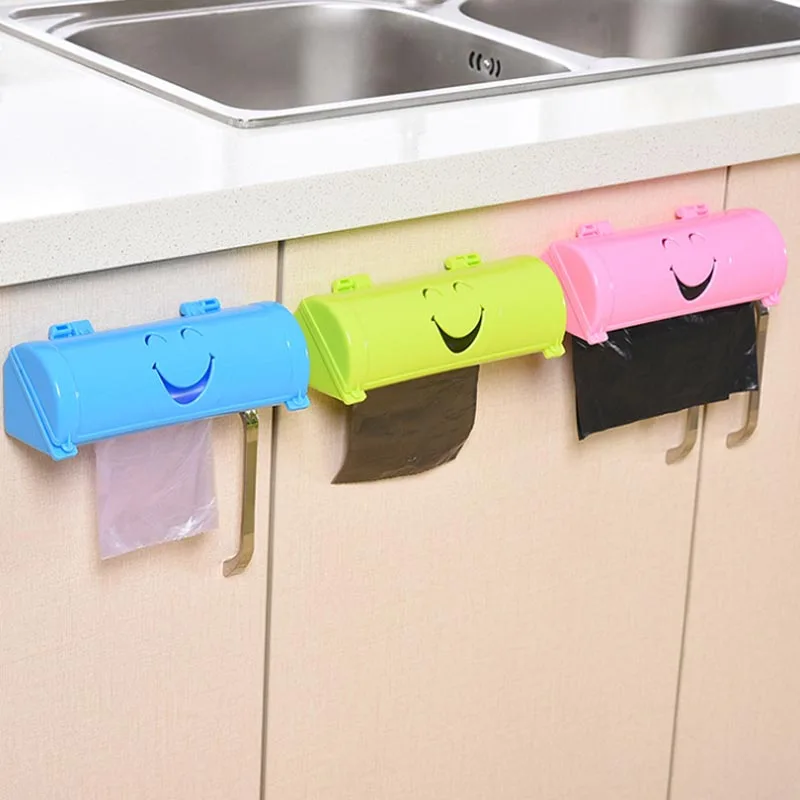 Wall mounted Plastic Bag Storage Box Garbage Trash Bags Storage