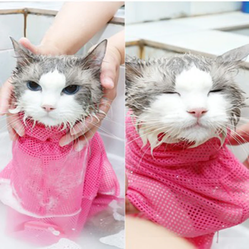 

Cat Grooming Bag Adjustable Washing Bags Soft Mesh Scratch Biting Resisted for Bathing Injecting Nail Trimming Pet Supplies
