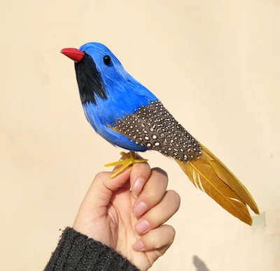 Синие перья Zebra Finch Искусственные Птицы около 16 см птица ручная работа реквизит