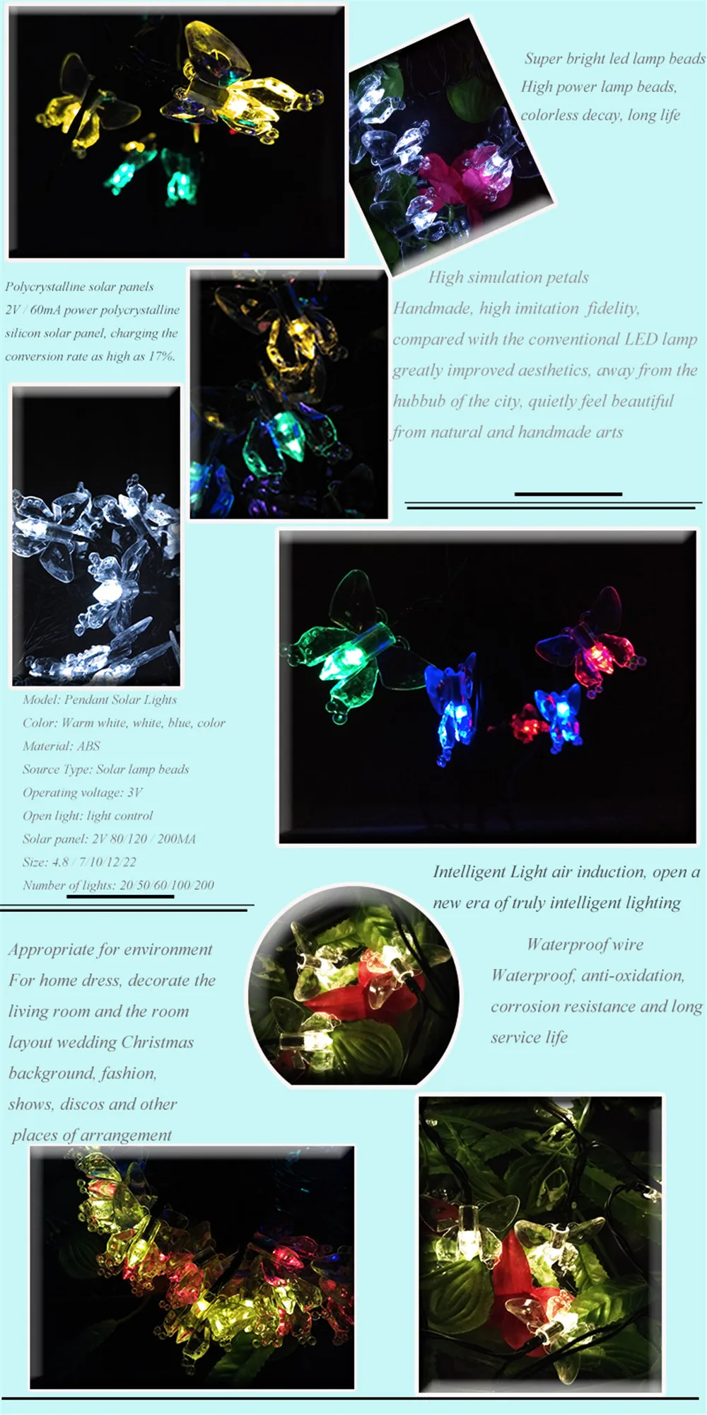Solar garden animals butterfly string lights (3)