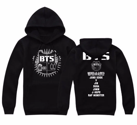 Real Picture BTS Fleece Hoodies 2 Colors NORMAL People Printed Sport Sweatshirts Size S-XL Black White Hoodies