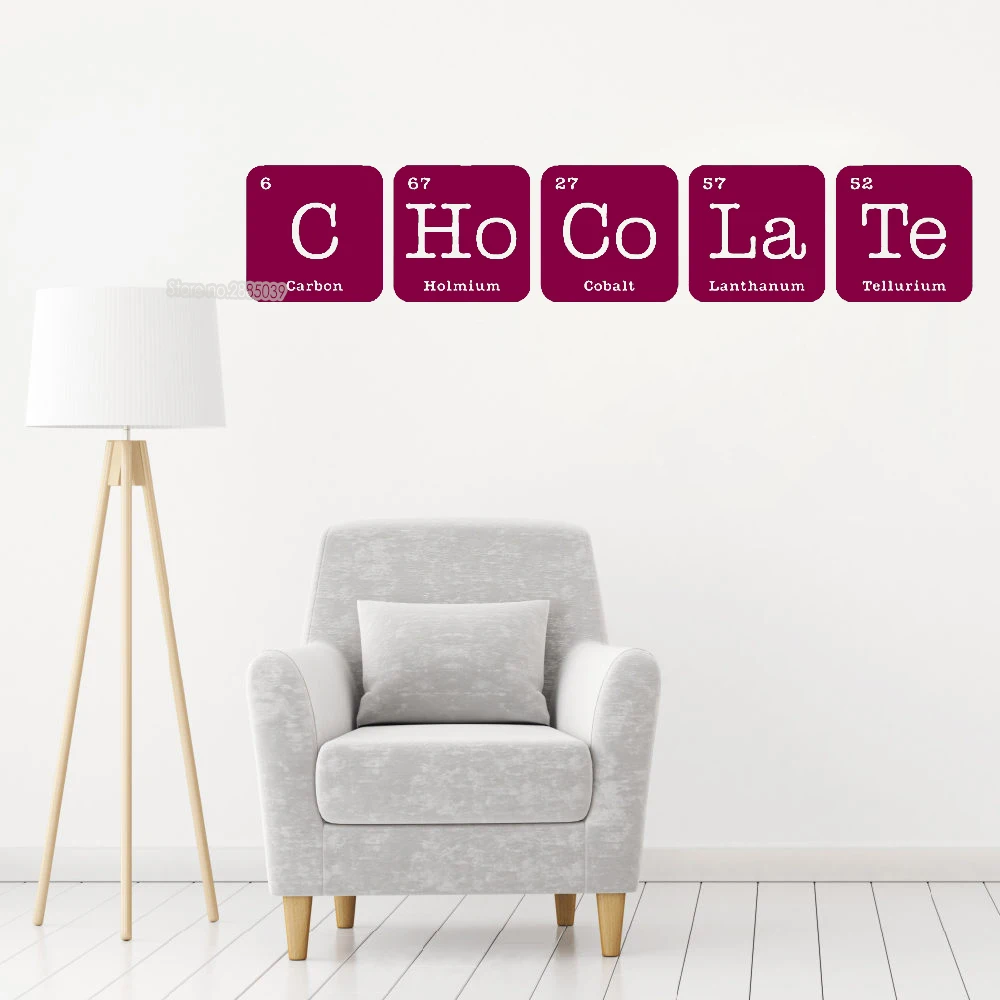 Us 13 96 25 Off Chocolate Sign Periodic Table Wall Stickers Decal Funny Elements Chemistry Mural Kids Room Dorm Art Decals Removable Vinyl Lc433 In