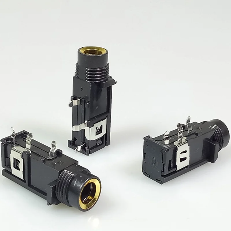 100pcs Jack 6 35mm mono female socket connector speaker plug jack audio adapter 3pin microphone headphone