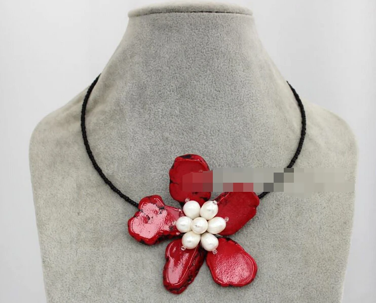 

0363 bib statement necklac Turquoise pearl flower necklace Wedding Woman Jewelry