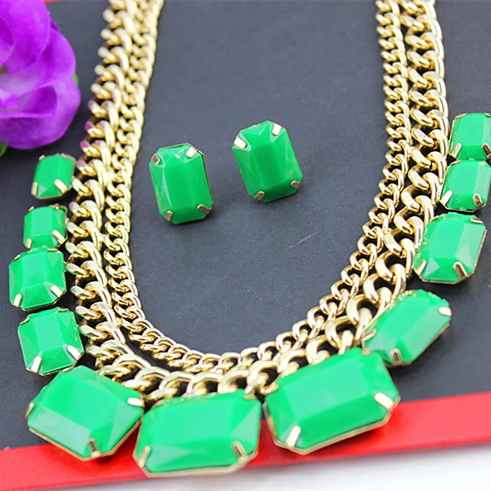 Shiny green popular romantic beautiful tassels shaped gold-plated girl gifts wholesale pendant necklace! Free shipping!
