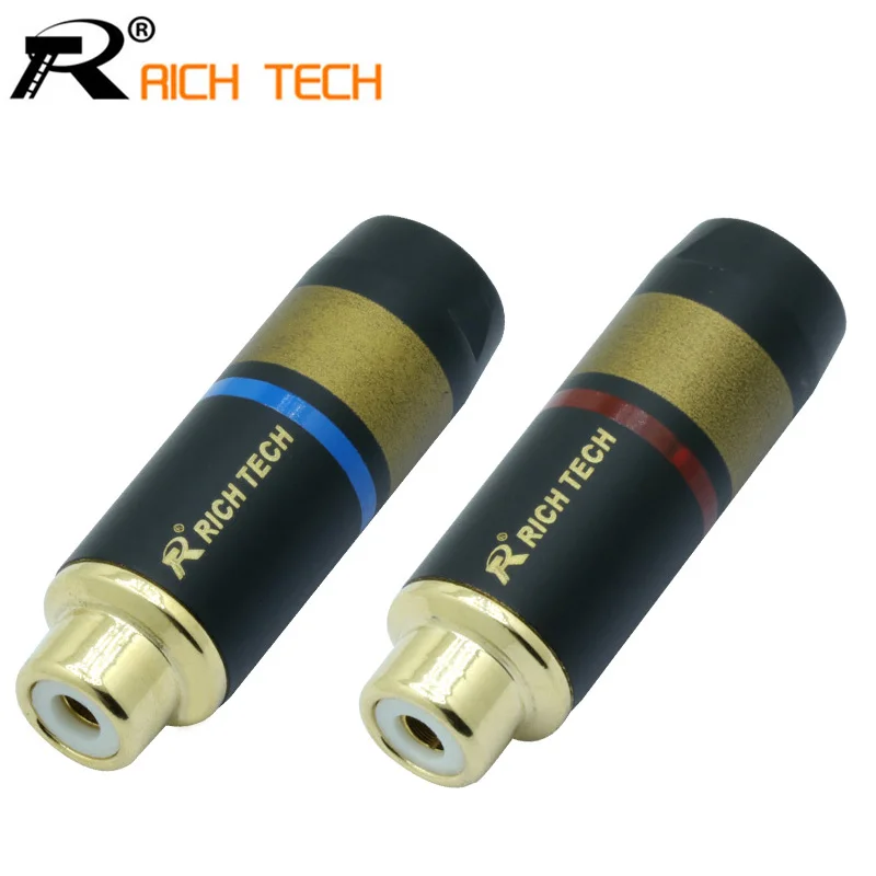 Роскошные медные Коннекторы RCA Jack 2 шт./1 пара позолоченный аудиоадаптер синяя и
