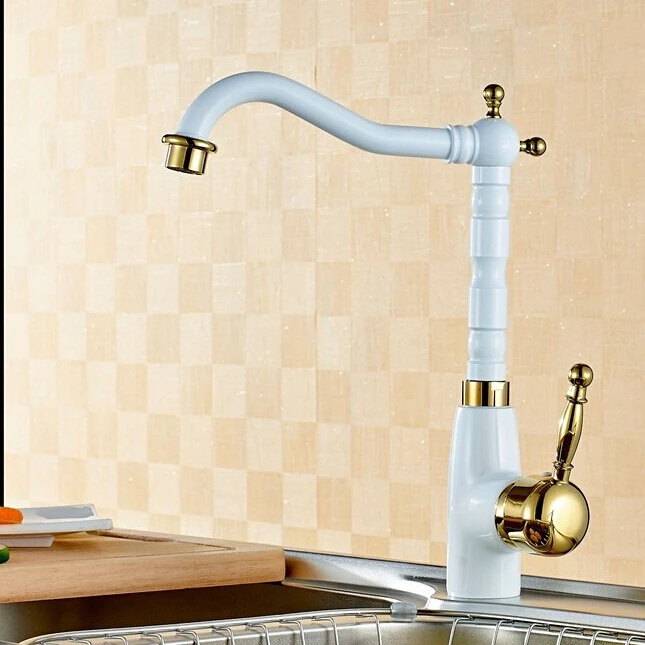 Bathroom Golden Polished Kitchen Swivel Mixer Tap Basin Swivel