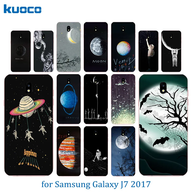 For Galaxy J7 2017 Phone Cases Soft TPU Space Moon Pattern Funda for EU J730 730 J730F/DS J730FM/DS SM-J730FM Matte Shell |