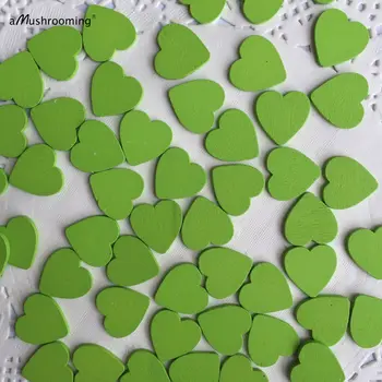 

(200pcs/lot) Green Heart Shaped Wooden Pieces Unfinished Small Wood Love Heart Scrapbooking Valentine's Day Craft Card Making