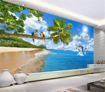 

3d Wallpaper Romantic Beautiful Coconut Tree Seascape Living Room Bedroom Background Wall Decoration Wallpaper