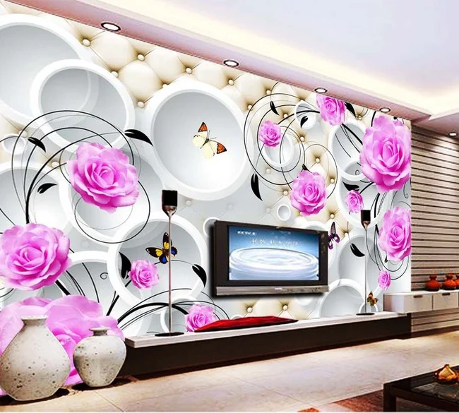 

beibehang Three-dimensional roses wallpaper 3D wall mural papel de parede photo wall paper European flower pot Home Decoration