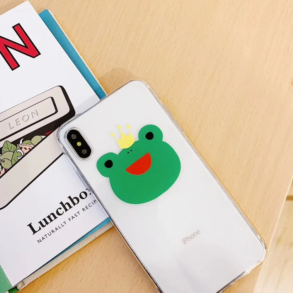 Funny Transparent Frog prince Lovely couple soft shell For iPhone 7 7Plus 6 6S 6Plus 8 8Plus X XR XS Max TPU Anti-fall Phone case02