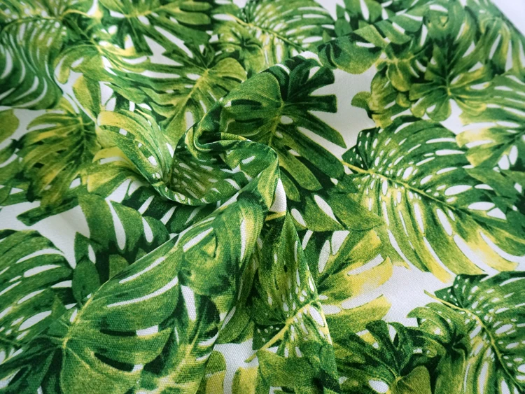 Monstera зеленые листья лоскутное хлопок холст ткани ручной работы ткань DIY мешок скатерть шторы Подушка рюкзак обувь сумка