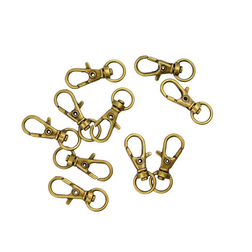 10 pcs Swivel Trigger Snap Hooks Keychain Key Ring Vintage Bronze Jewelry Findings for key chains necklace bracelet connector