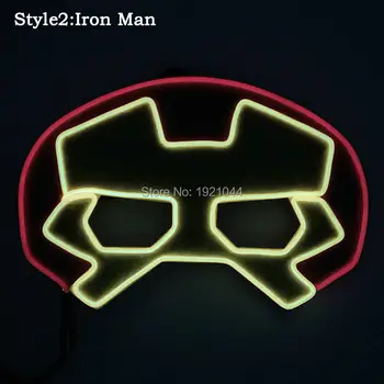 

2020 New arrival DC-3V Steady on Inverter EL Glowing Mask Superhero Mask Halloween Kids Adult Cosplay Mask for Party Supplies