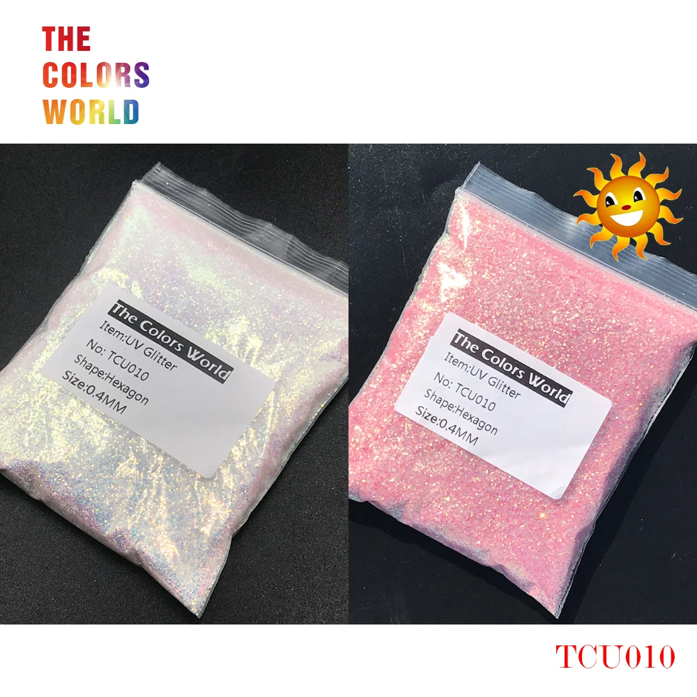 TCT-202 UV Glitter ultraviolet Light Hexagon Shape 0.4MM Nail Glitter Nail Decorations Nail Gel Makeup Facepaint DIY Accessorie